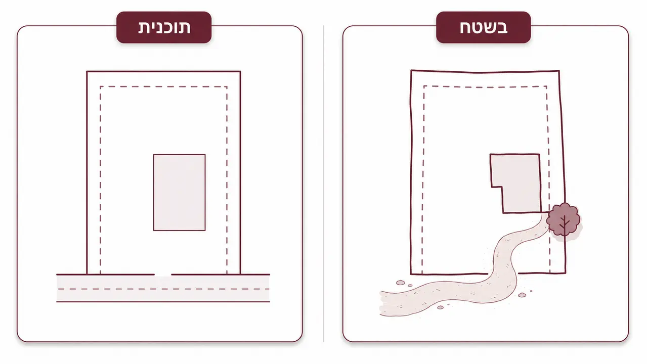 מה כתוב בתב״ע ומה יש בשטח